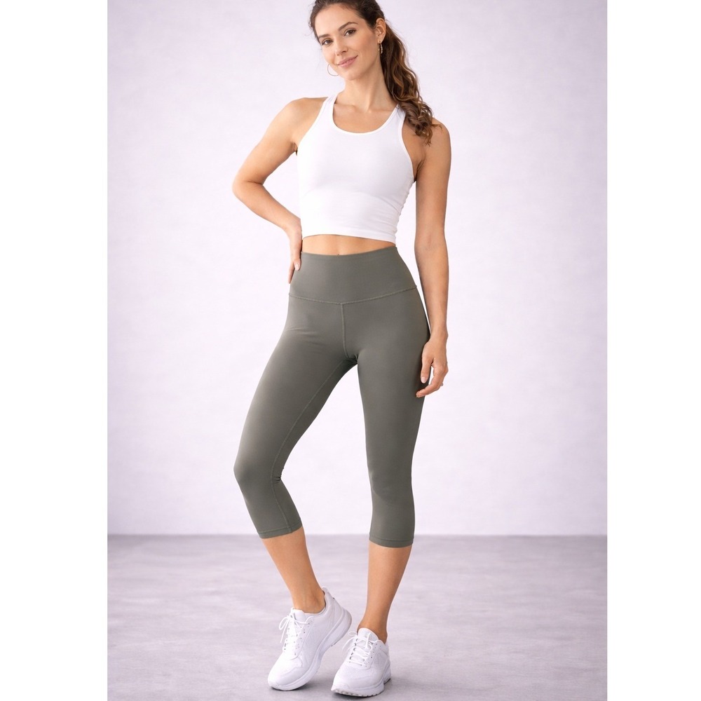 Lululemon Align High-Rise Crop 21" Leggings Grey Sage Nulu 6 LW6BGFS Athleisure